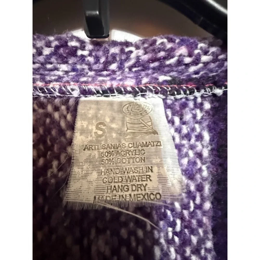 Artesanias Mexican Baja Hoodie Mens S Purple Striped Drug Rug Poncho Hippie Surf